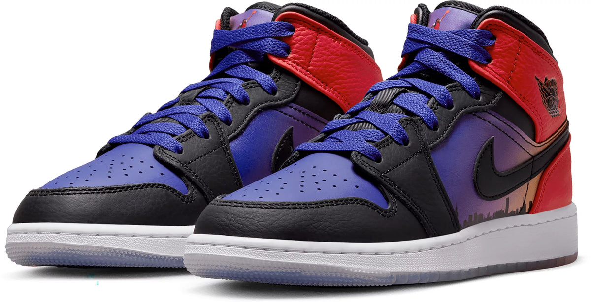 Air jordan 1 mid purple white red discount