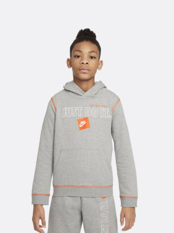 Nike - Boy - JDI Pullover Hoodie - DK Grey Heather/Total Orange