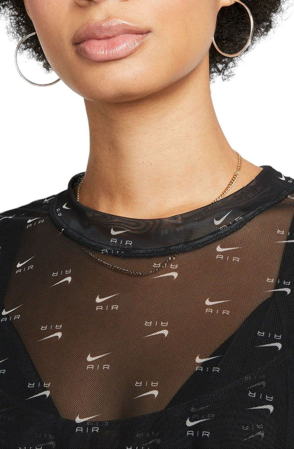 Nike - Women - All Over Print Mesh Crop Top - Black