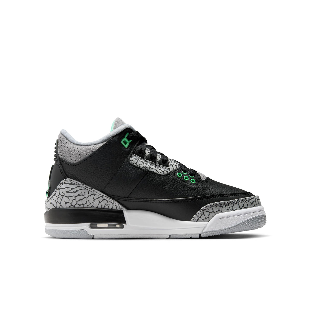 Jordan Boy GS Retro 3 Black Green Grey White Nohble