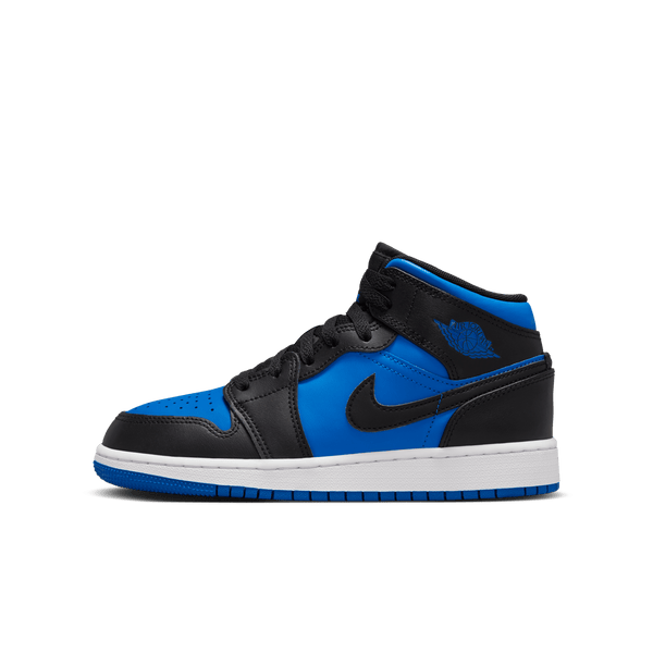 Jordan - Boy - GS Air Jordan 1 Mid - Black/Royal Blue/White