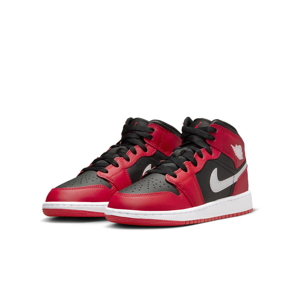 Jordan - Boy - GS Air Jordan 1 Mid - Black/White/Gym Red