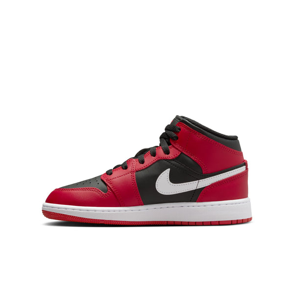 Jordan - Boy - GS Air Jordan 1 Mid - Black/White/Gym Red