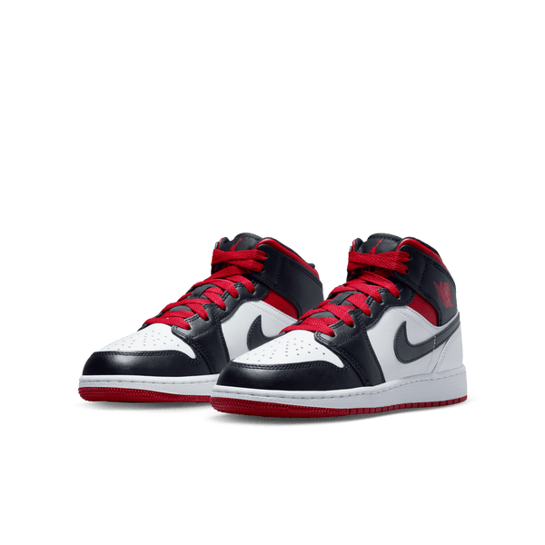 Jordan - Boy - GS Air Jordan 1 Mid - White/Gym Red/Black
