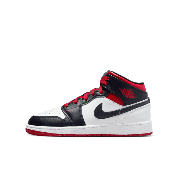 Jordan - Boy - GS Air Jordan 1 Mid - White/Gym Red/Black