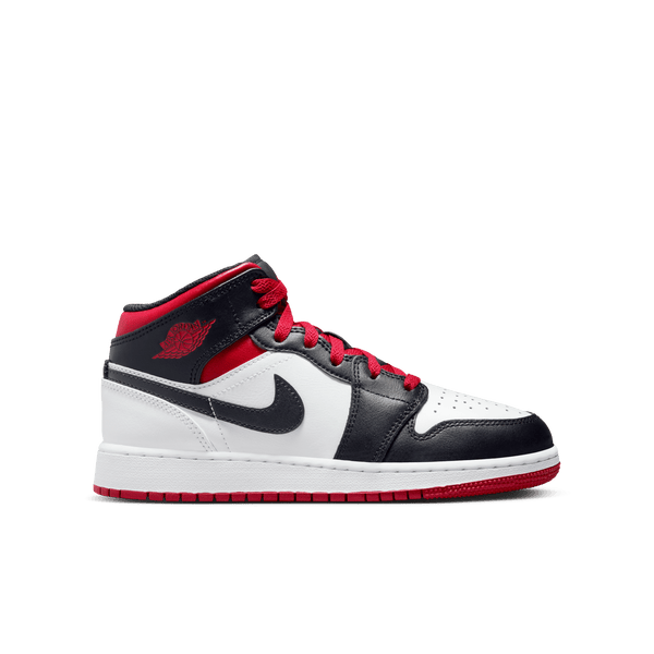 Jordan - Boy - GS Air Jordan 1 Mid - White/Gym Red/Black