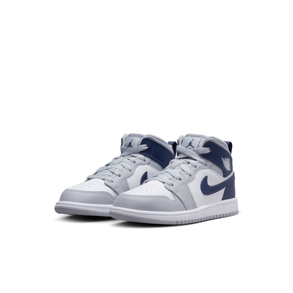 Jordan - Boy - PS Air Jordan 1 Mid - White/Midnight Navy/Wolf Grey