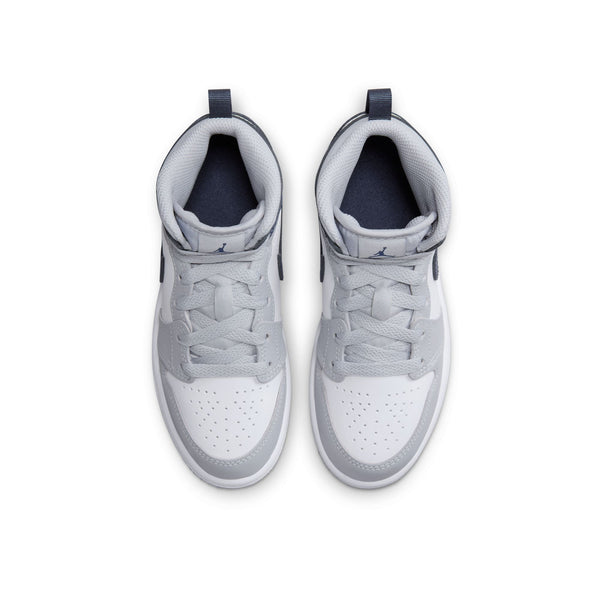 Jordan - Boy - PS Air Jordan 1 Mid - White/Midnight Navy/Wolf Grey