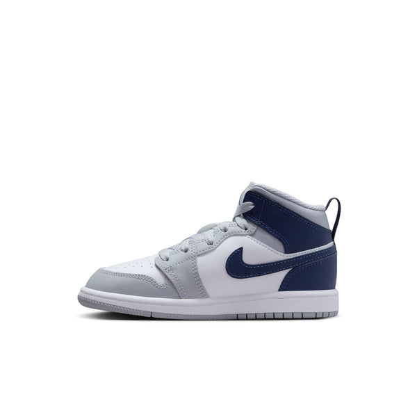 Jordan - Boy - PS Air Jordan 1 Mid - White/Midnight Navy/Wolf Grey