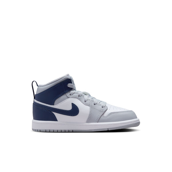 Jordan - Boy - PS Air Jordan 1 Mid - White/Midnight Navy/Wolf Grey