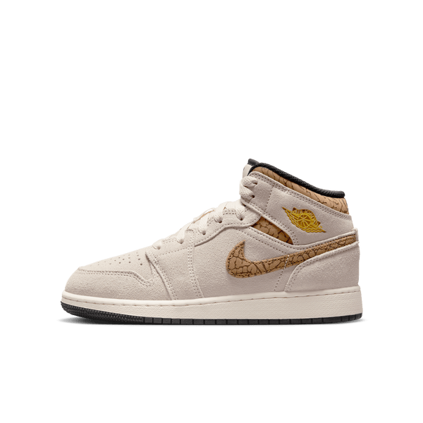 Jordan - Boy - GS Air Jordan 1 Mid SE - Brown/Metallic Gold/White