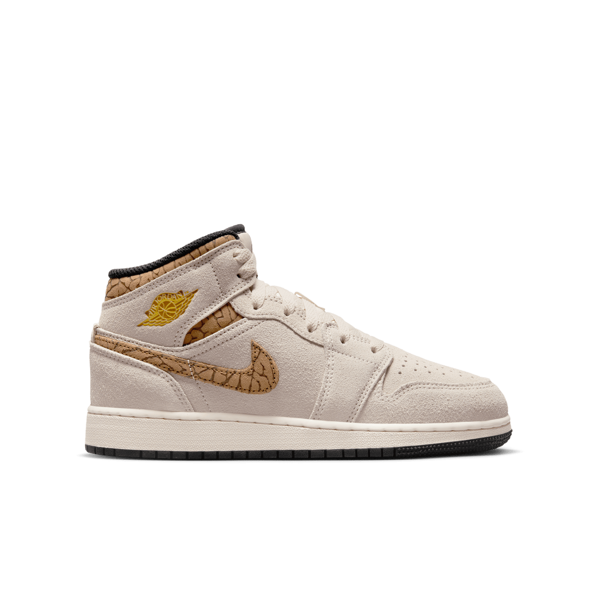 Jordan Boy GS Air Jordan 1 Mid SE Brown Metallic Gold White Nohble