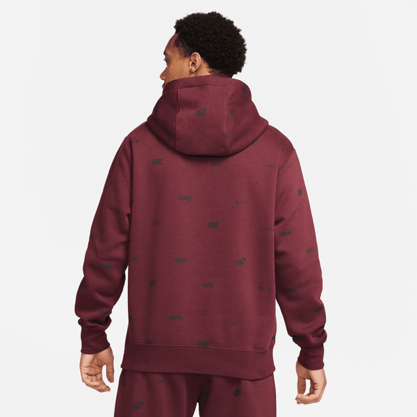 Nike - Men - Allover-Print Logo Pullover Hoodie - Night Maroon/Black
