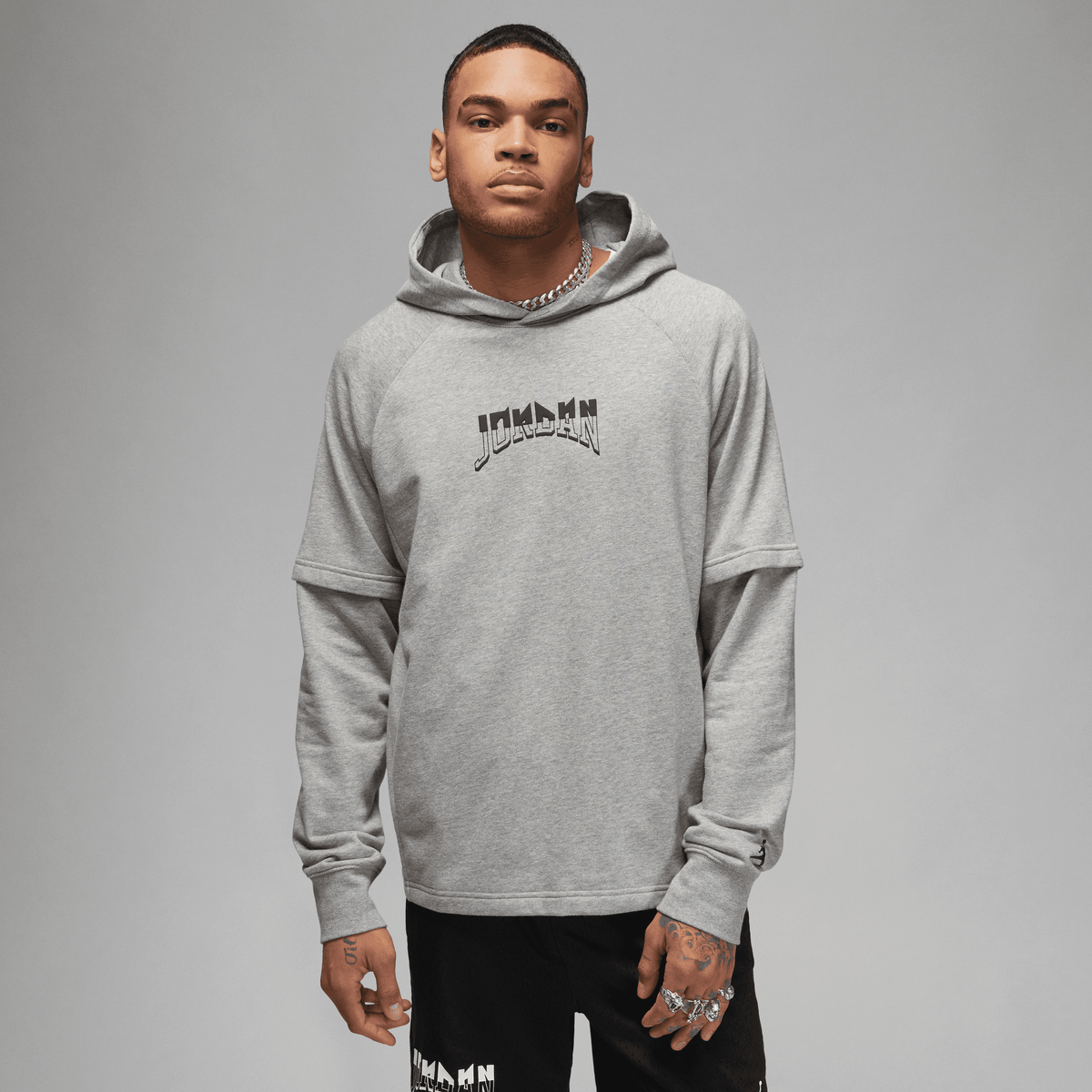 Jordan - Men - Graphic Fleece Pullover - Grey/Black/White Jordan - Men - Graphic Fleece Pullover - Grey/Black/White