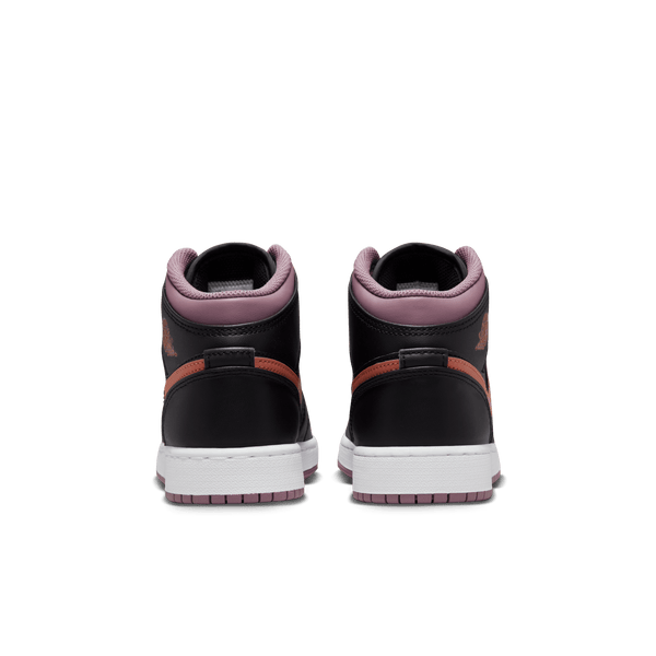 Jordan - Boy - GS Air Jordan 1 Mid SE - Black/Orange/Mauve/White