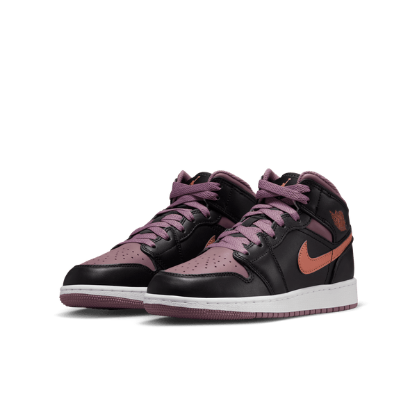 Jordan - Boy - GS Air Jordan 1 Mid SE - Black/Orange/Mauve/White