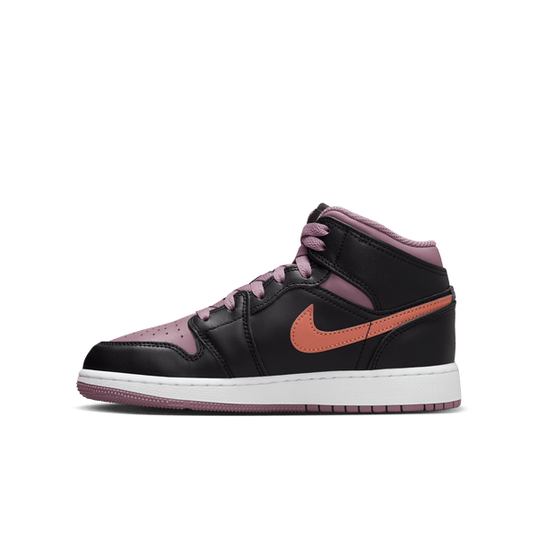 Jordan - Boy - GS Air Jordan 1 Mid SE - Black/Orange/Mauve/White