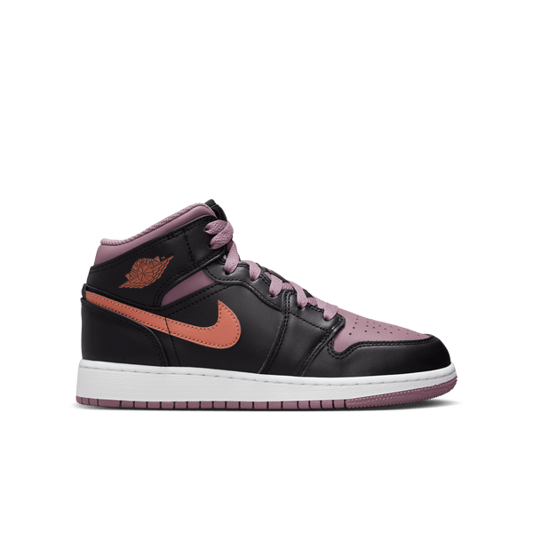 Jordan - Boy - GS Air Jordan 1 Mid SE - Black/Orange/Mauve/White