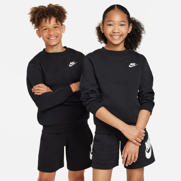 Nike - Boy - Club Fleece Crewneck - Black/White