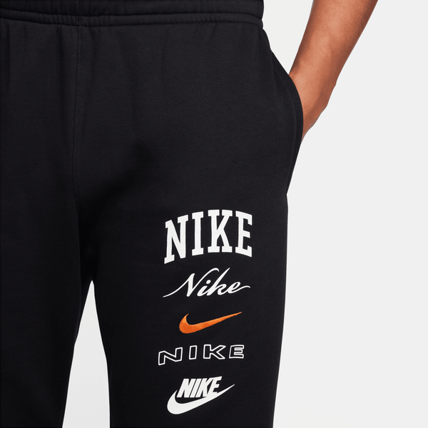 Nike - Men - Club Stack Graphic Pants - Black/Safety Orange