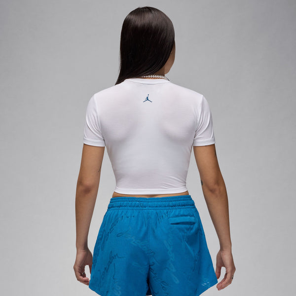 Jordan - Women - Slim Crop Tee - White/ Industrial Blue
