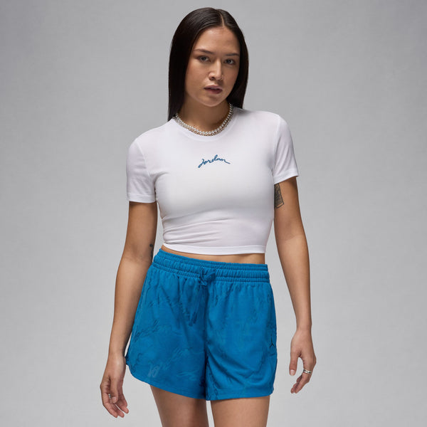 Jordan - Women - Slim Crop Tee - White/ Industrial Blue