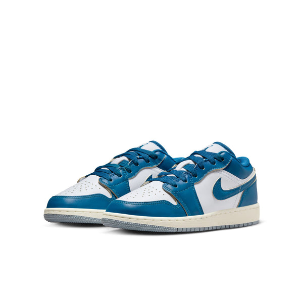 Jordan - Boy - GS Air Jordan 1 Low SE - White/Industrial Blue/Blue Grey