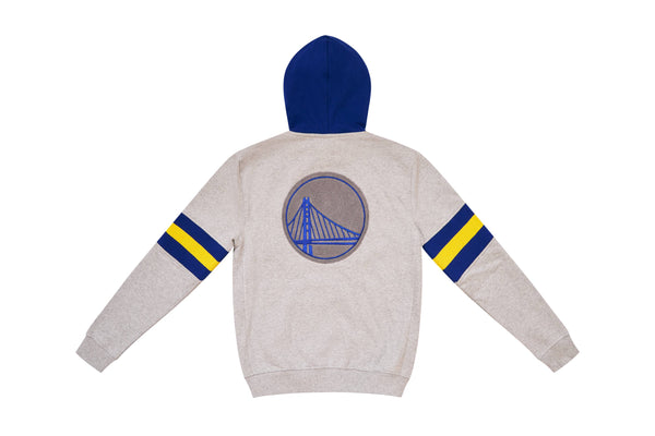 NEW ERA - Men - Golden State Warriors Chenille Pullover Hoodie - Grey/Royal/Yellow