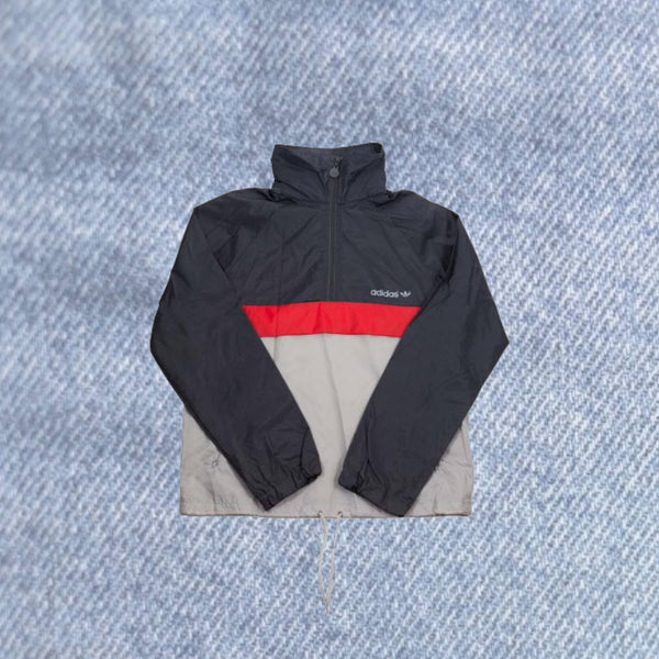 Vintage - Men - Adidas Half Zip Windbreaker - Grey and Black