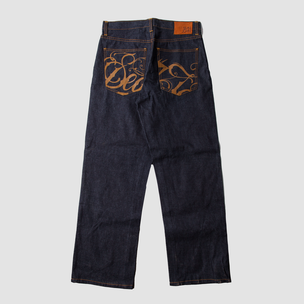 Vintage - Men - Sean John Printed Pocket Dark Denim - Dark Indigo/Gold