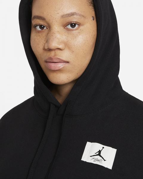 Jordan - Women - Left Chest  Hoodie - Black/Gym Red