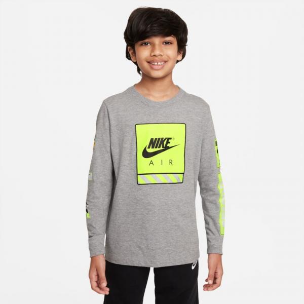 Nike - Boy - Brandmark L/S Tee - Gray/Volt