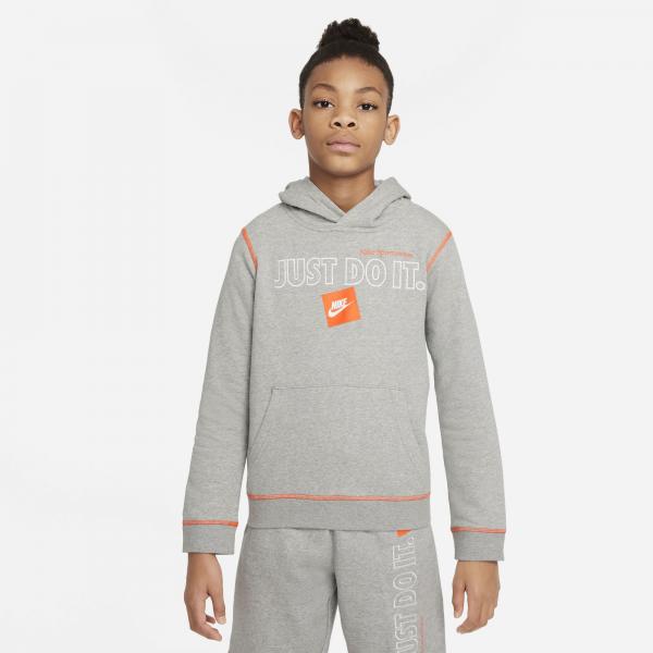 Nike - Boy - JDI Pullover Hoodie - DK Grey Heather/Total Orange