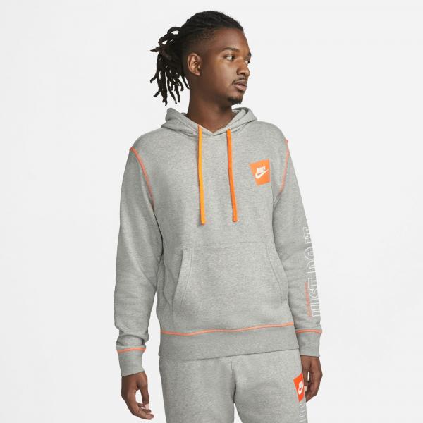 Nike - Men - NSW Just Do It Hoodie - Grey Heather/Total Orange