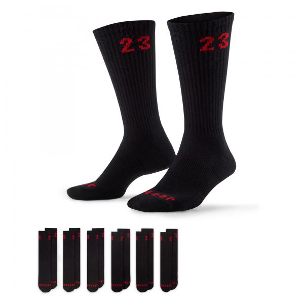 Jordan - Men - Essential Crew Socks (6 Pack) - Black/University Red