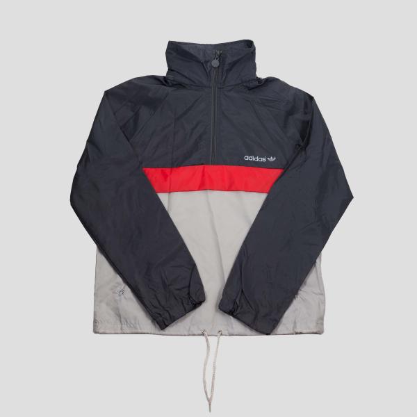 Vintage - Men - Adidas Half Zip Windbreaker - Grey and Black