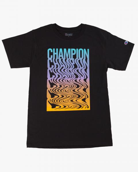 CHAMPION - Men - Wavy Logo Tee - Black