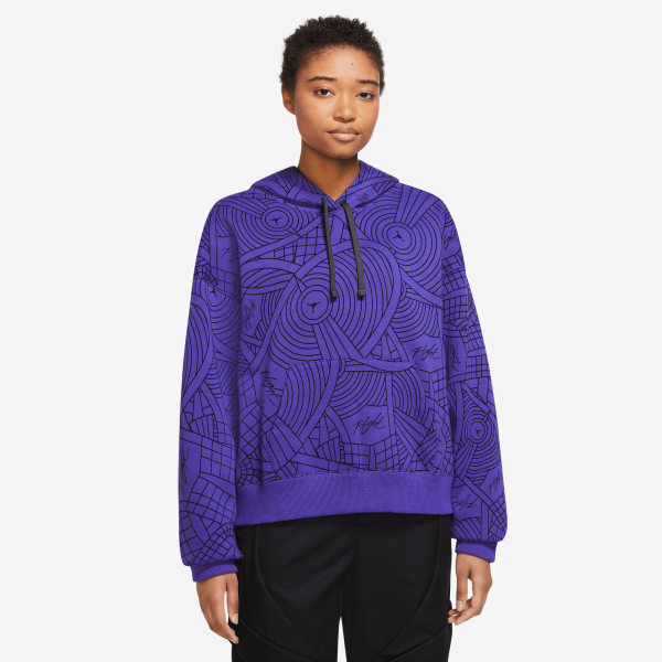 Jordan - Women - BRKLN AOP Pullover Hoodie - Dark Concord
