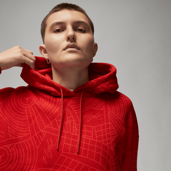 Jordan - Women - BRKLN AOP Pullover Hoodie - Gym Red