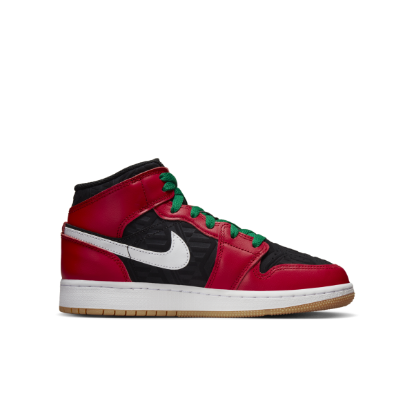 Jordan - Boy - GS Air Jordan 1 Mid SE - Black/Red/White/Malachite