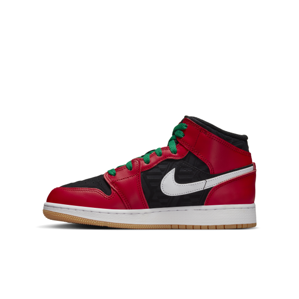 Jordan - Boy - GS Air Jordan 1 Mid SE - Black/Red/White/Malachite