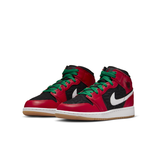 Jordan - Boy - GS Air Jordan 1 Mid SE - Black/Red/White/Malachite