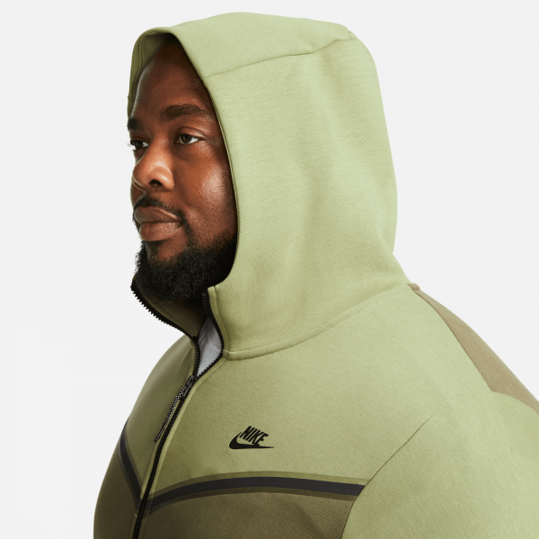 Nike - Men - Tech Fleece Full-Zip Hoodie - Alligator/Olive/Black