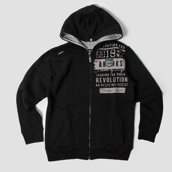 Vintage - Men - Akademiks Fullzip Graphic Hoodie - Black