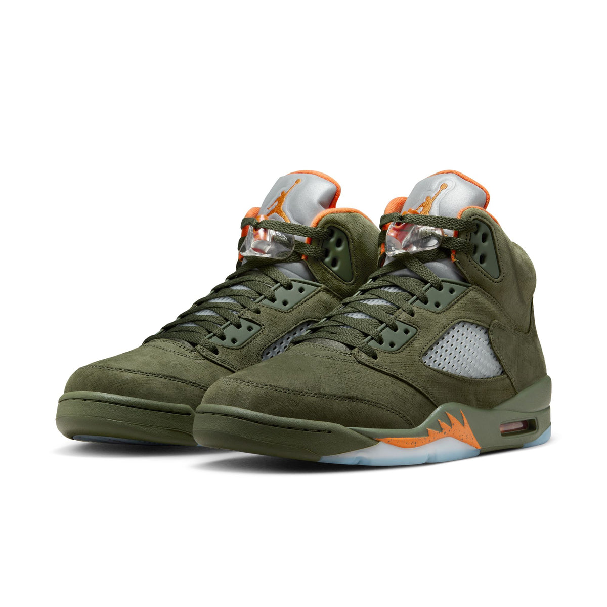 AIR JORDAN - RETRO 5 - ARMY OLIVE/SOLAR ORANGE - RELEASING  display picture 1