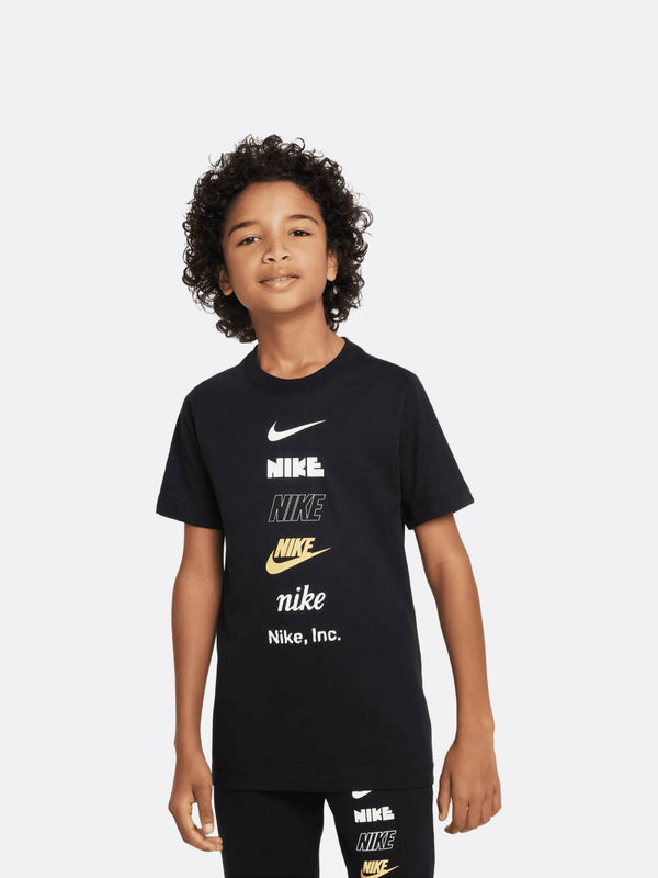 Nike - Boy - Printed Logo Tee - Black/White