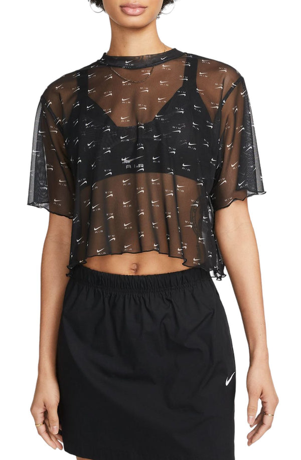 Nike - Women - All Over Print Mesh Crop Top - Black