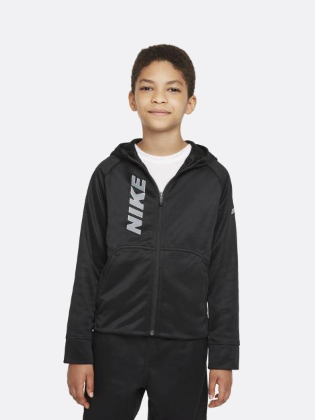 Nike Boy Therma Fit Full Zip Hoodie Black White