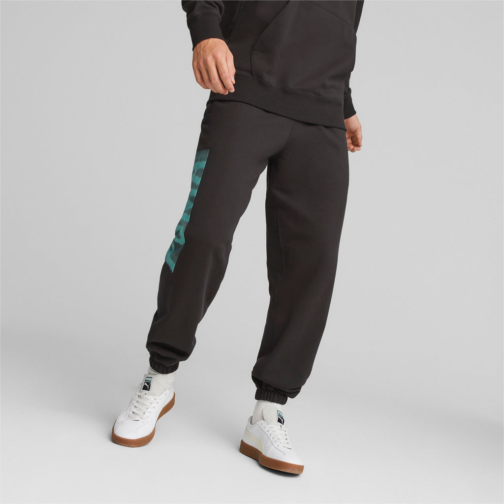 Men's PUMA SWxP Relaxed Fit Sweat Pants in Black/Orange size XL, PUMA, Kulri Market