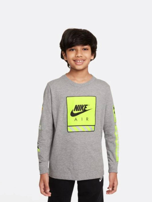 Nike - Boy - Brandmark L/S Tee - Gray/Volt